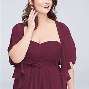 NWT David’s Bridal wine colored short chiffon wrap